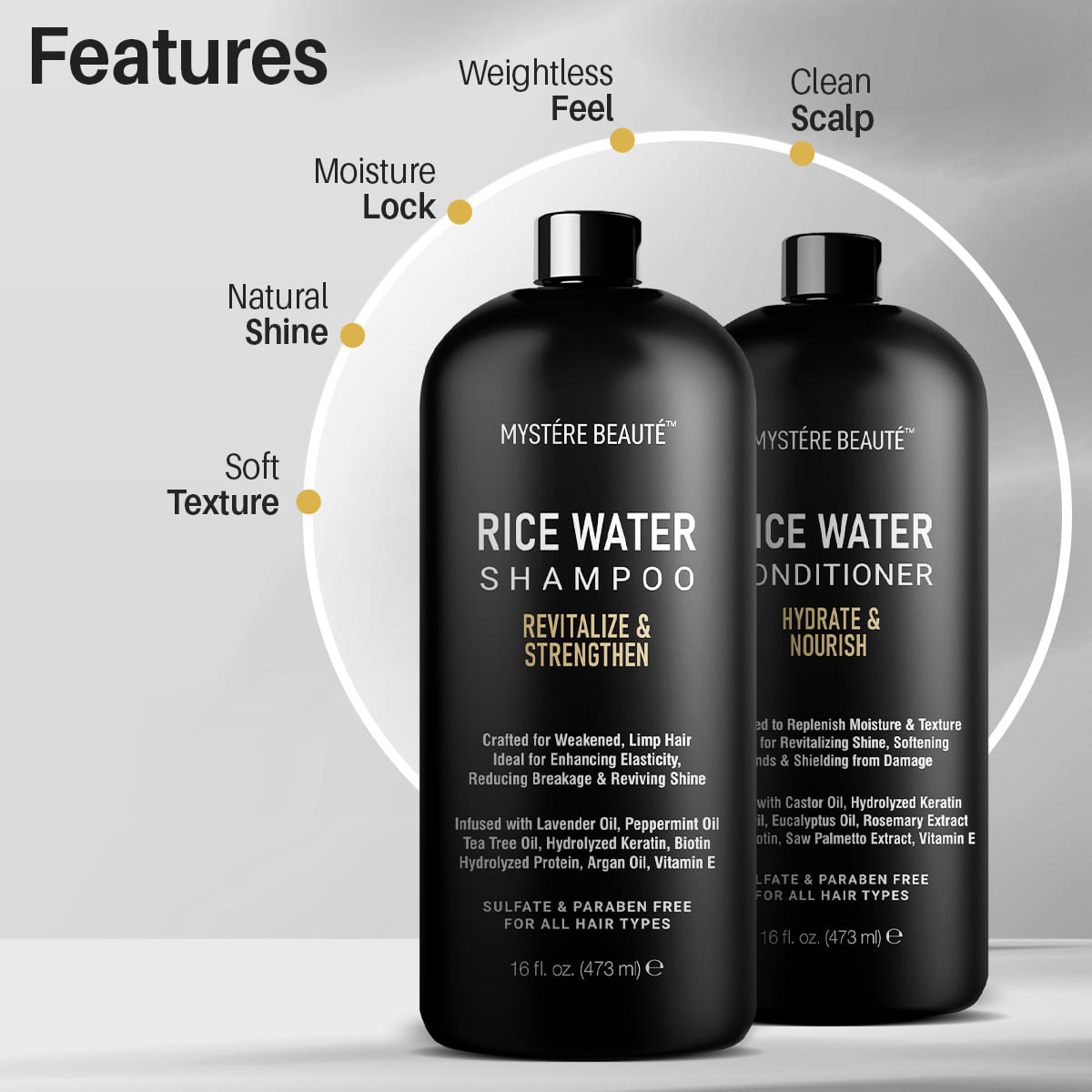 Rice Water Shampoo and Conditioner Set