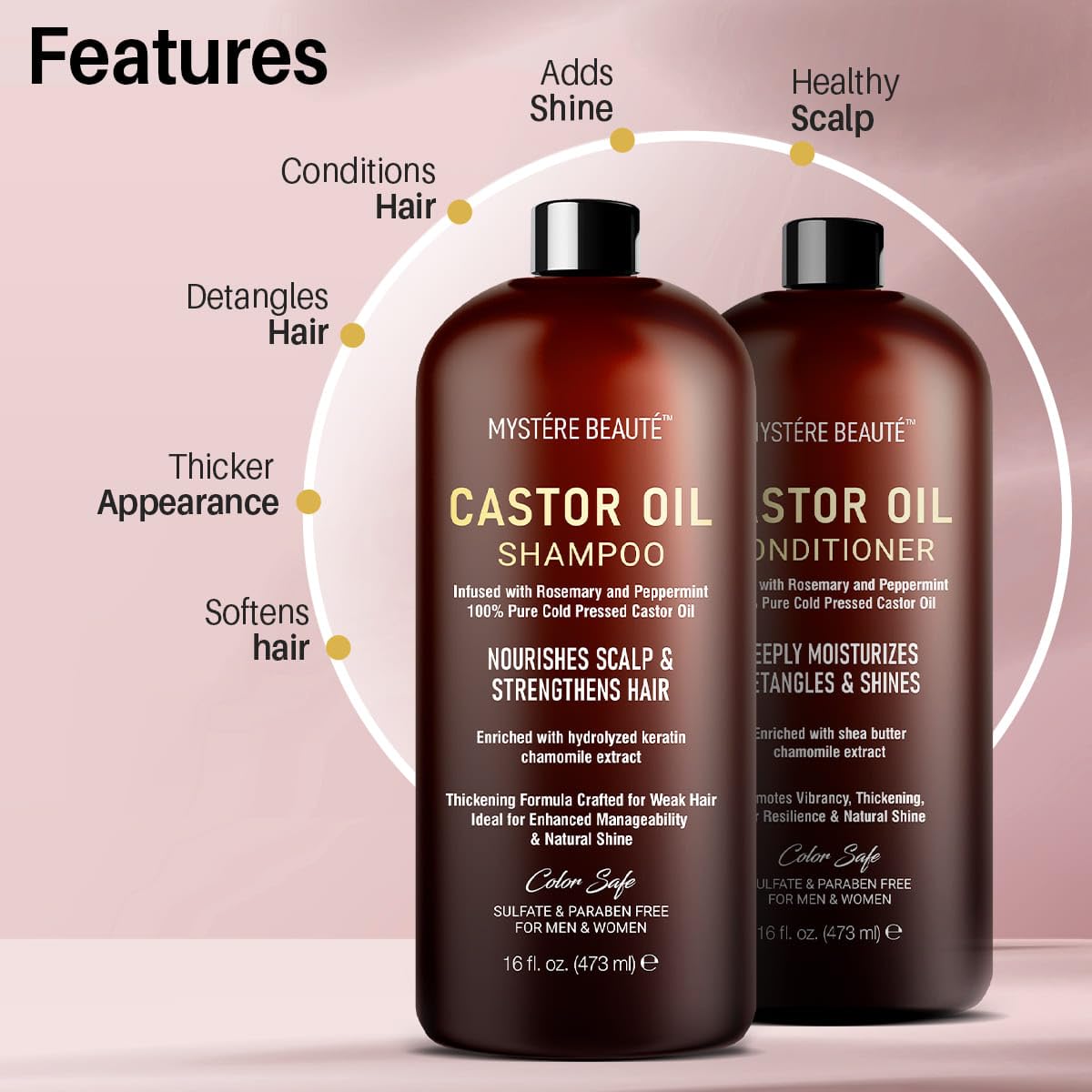 Castor Oil Shampoo and Conditioner Set - 16 oz each