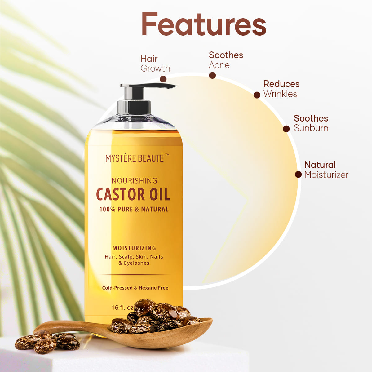 Cold Pressed Castor Oil for Hair and Skin 16 fl oz