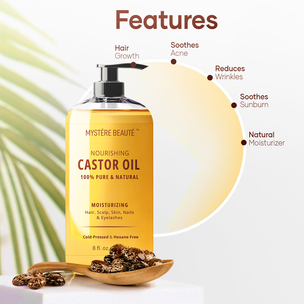 Cold Pressed Castor Oil for Hair and Skin 8 fl oz